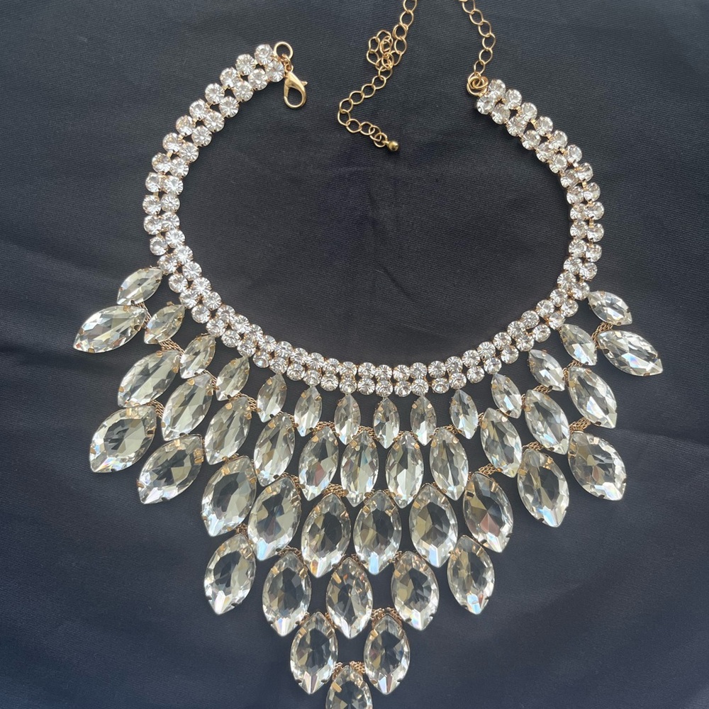Vintage collar crystal necklace with gold clasp and adjustable length - Picture 2 of 16